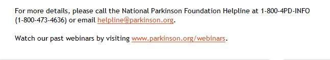 National Parkinson's Foundation - Click to watch past Free Webinars